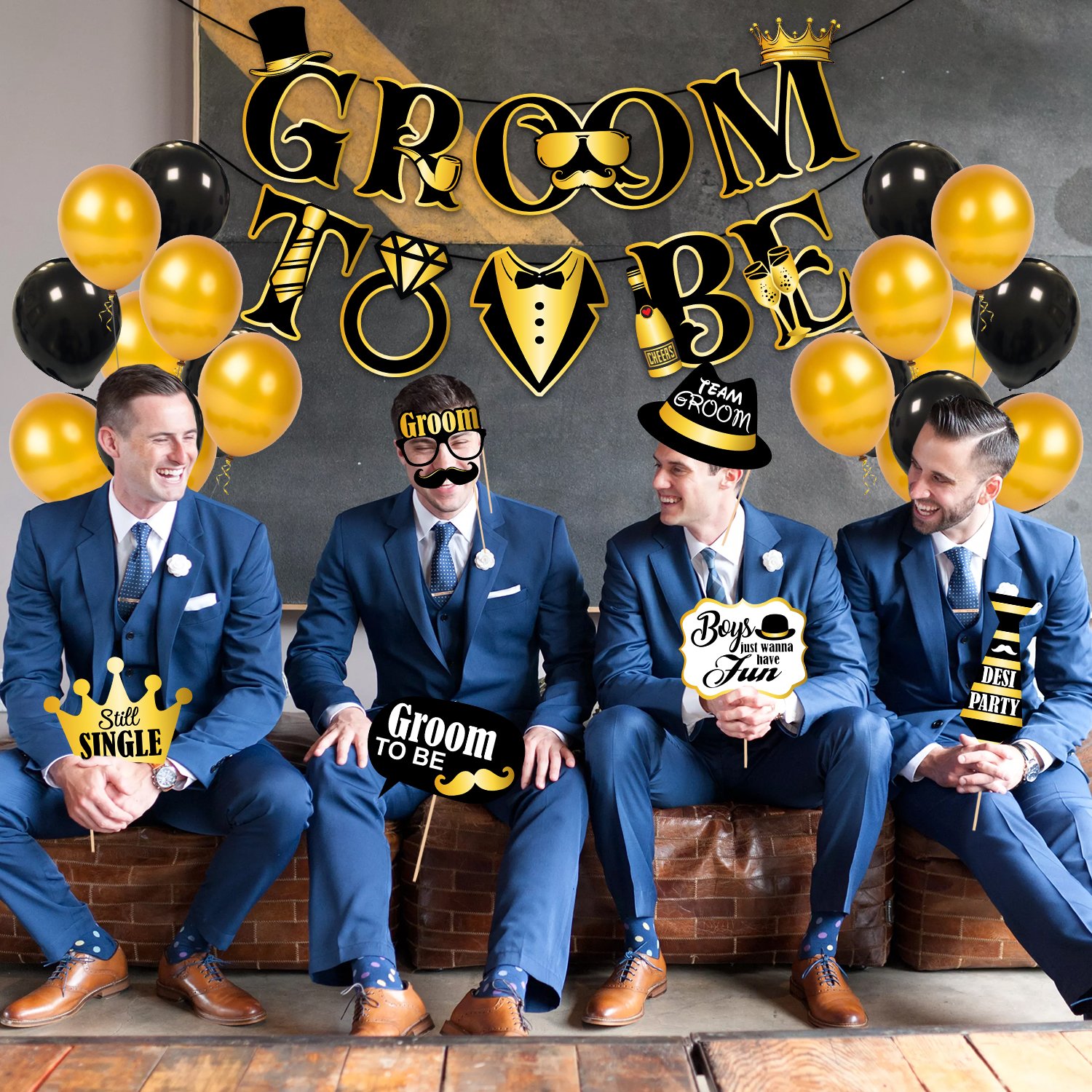 Zyozi Bachelor Party Decorations, Groom To Be Decorations, Groom To Be Photo Booth Props and Paper Banner,Bridal Shower Future Groom Future Mr Pre-Wedding Party Decorations Supplies (Pack of 45) - Image 4