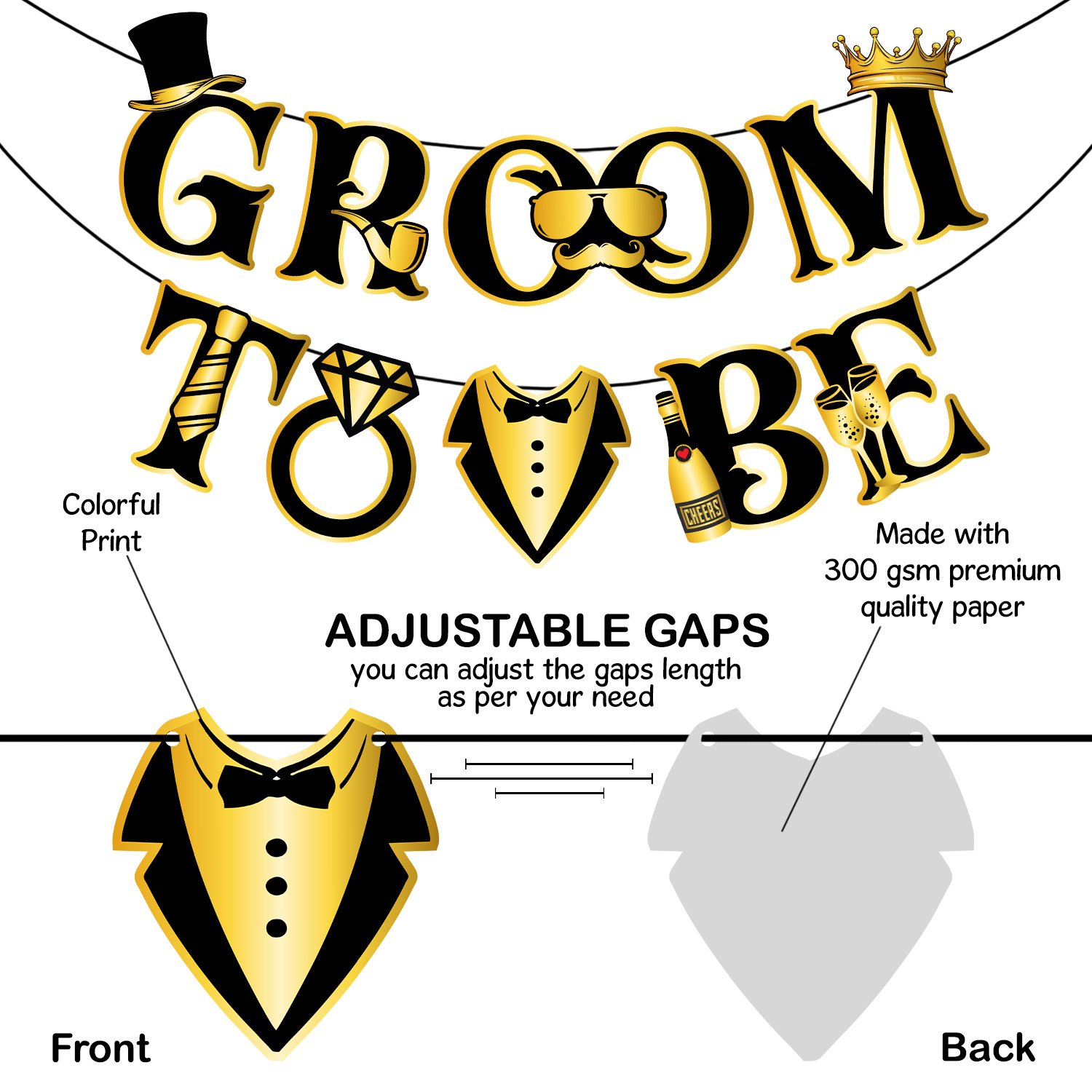 Zyozi Bachelor Party Decorations, Groom To Be Decorations, Groom To Be Photo Booth Props and Paper Banner,Bridal Shower Future Groom Future Mr Pre-Wedding Party Decorations Supplies (Pack of 45) - Image 9