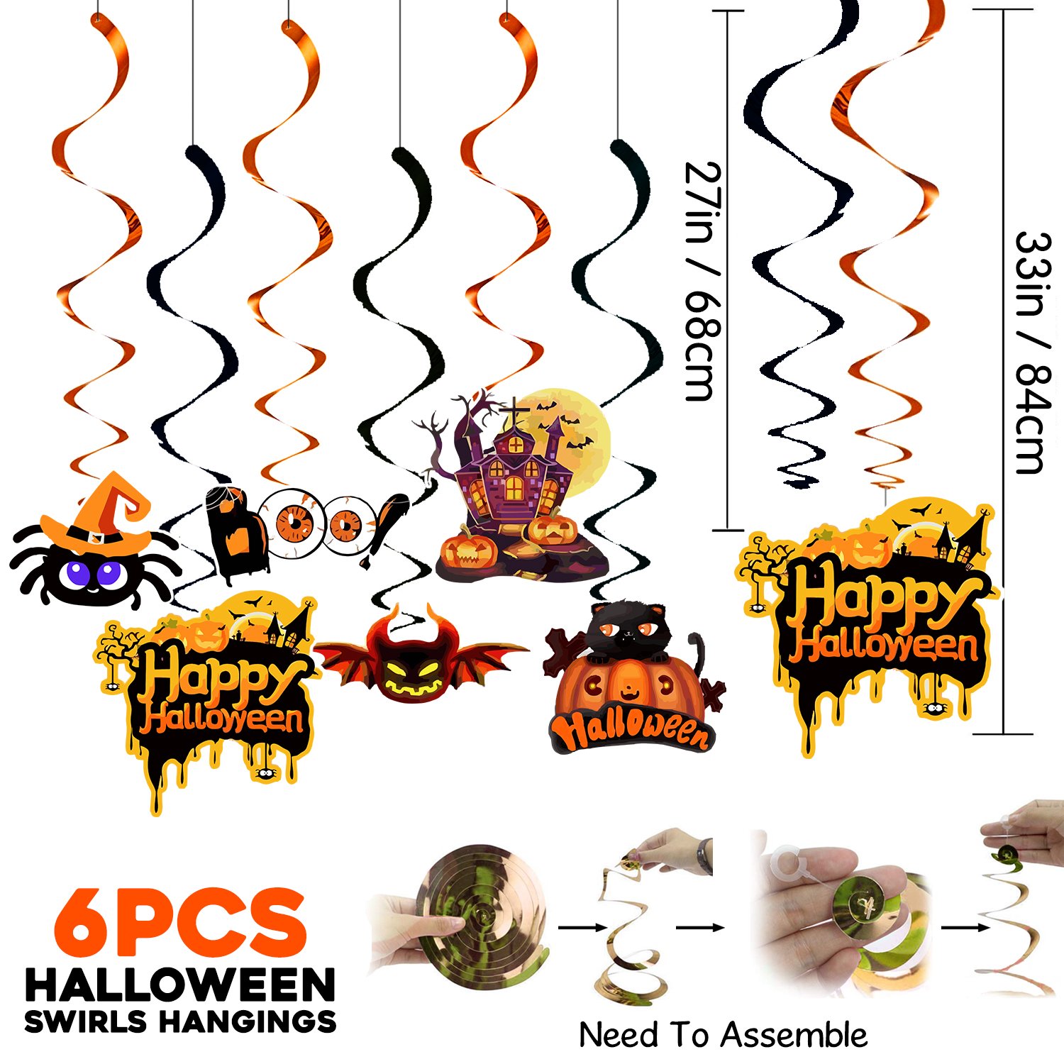 Zyozi Halloween Theme Party Decorations Combo- Halloween Theme Paper Banner, Photo Booth Props, Balloons And Swirls (Pack Of 57) - Image 5