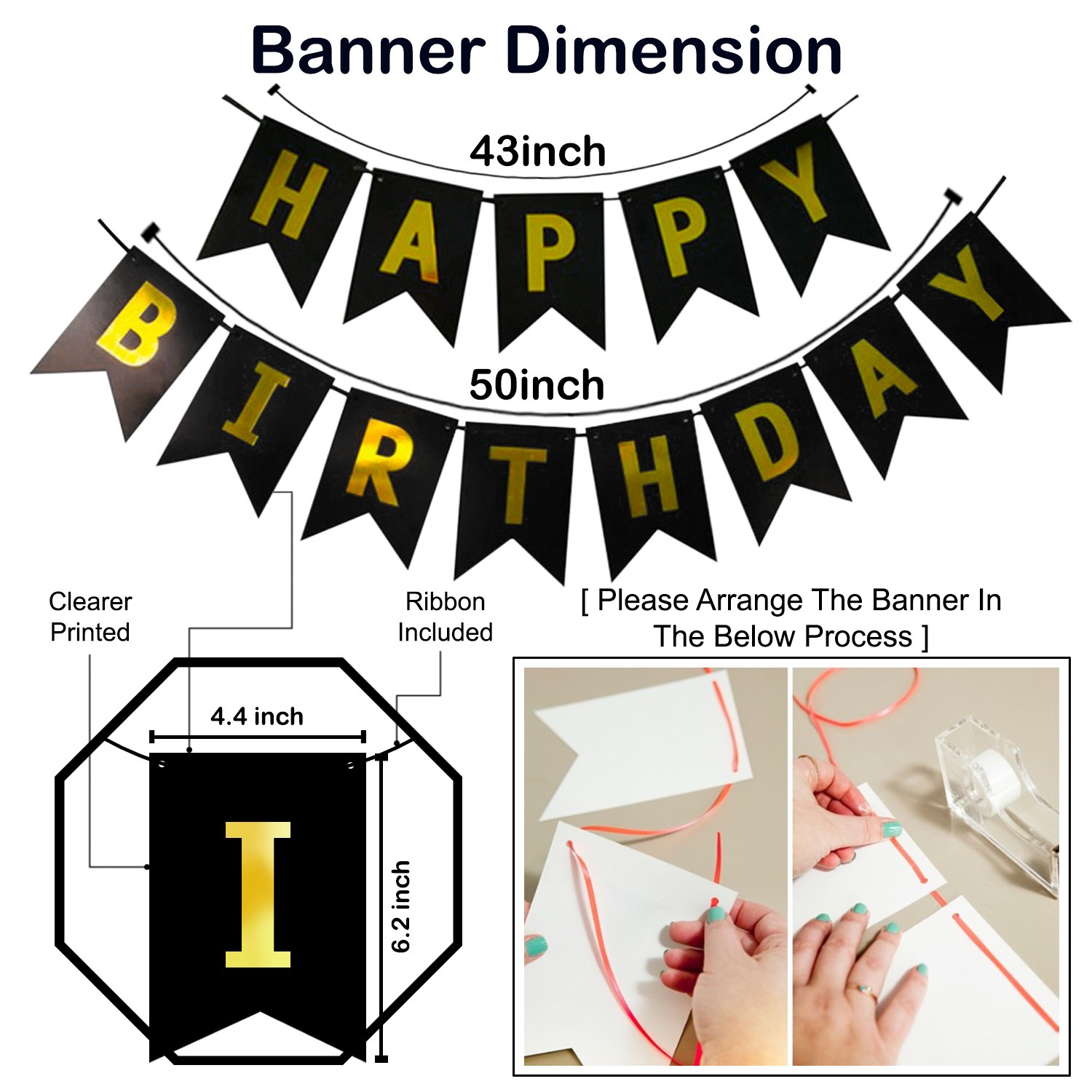 Zyozi Birthday Decorations Combo Set | Birthday Decorations Items - Paper Banner , Balloons, Star Foil Balloon, RoseGold Confetti Balloons, Ligt & Foil Curtains (Pack Of 70) - Image 3