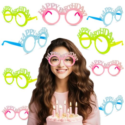ZYOZI 18 Peice Multicolor Happy Birthday Eye Glasses, Colorful Eyeglasses for Kids' Parties | Happy Photo Glasses Frame | Eyewear Party Supplies