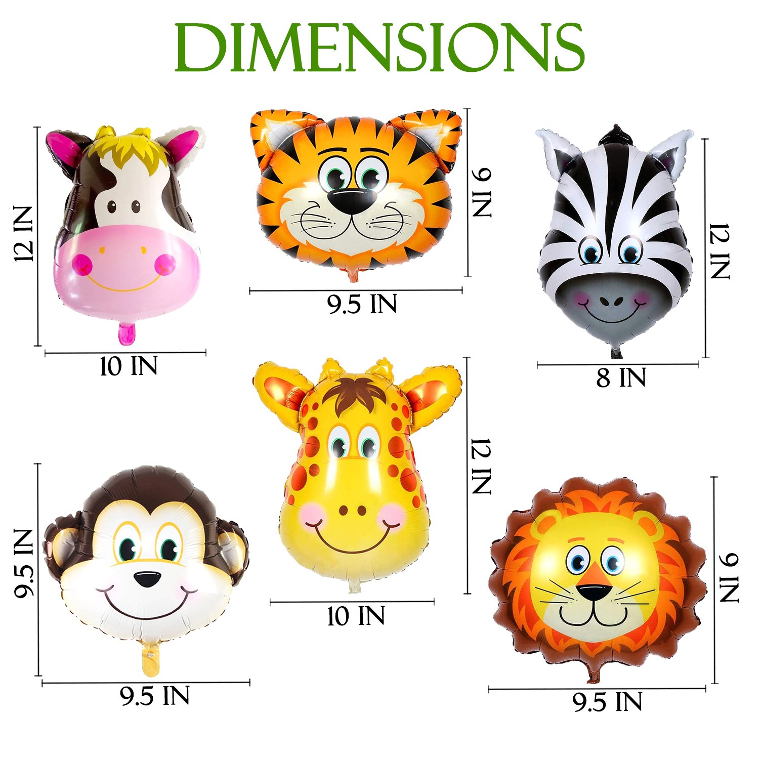 Zyozi Jungle Safari Birthday Decoration Kids,Animal Birthday Party Decoration Paper Bunting Banner with Balloons, Cake Topper,Foil Balloons, Cardstock Cutout,Glue & Arch Kit (Pack of 68) - Image 6
