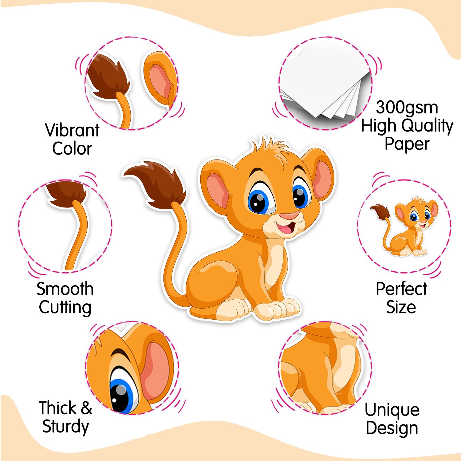 Zyozi Jungle Theme Birthday Cardstock Cutout with Glue Dot for Kids Theme for Baby Shower Happy Birthday Decorations Supplies (Pack of 10) - Image 4