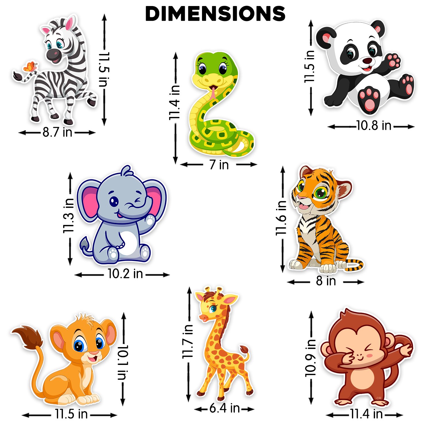Zyozi Jungle Theme Birthday Cardstock Cutout with Glue Dot for Kids Theme for Baby Shower Happy Birthday Decorations Supplies (Pack of 10) - Image 5