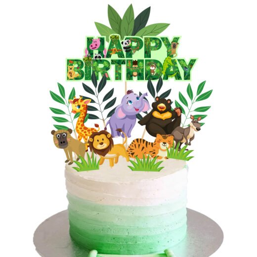 Zyozi Jungle Birthday Party Supplies, 1 Set Jungle Party Supplies Set for Boys and Girls, Include Cup Cake Topper and Cake Topper