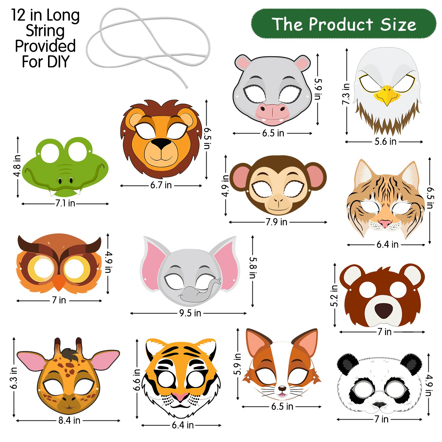 ZYOZI 13 Piece Animaal Masks Animaal Happy Birthdaay Party Decoration 13 Pcs Animaal Eye mask Jungle Birthdaay Theme Decoration,Jungle/Safari Themes Party Favors Kids 1st Birthdaay Decoration - Image 3