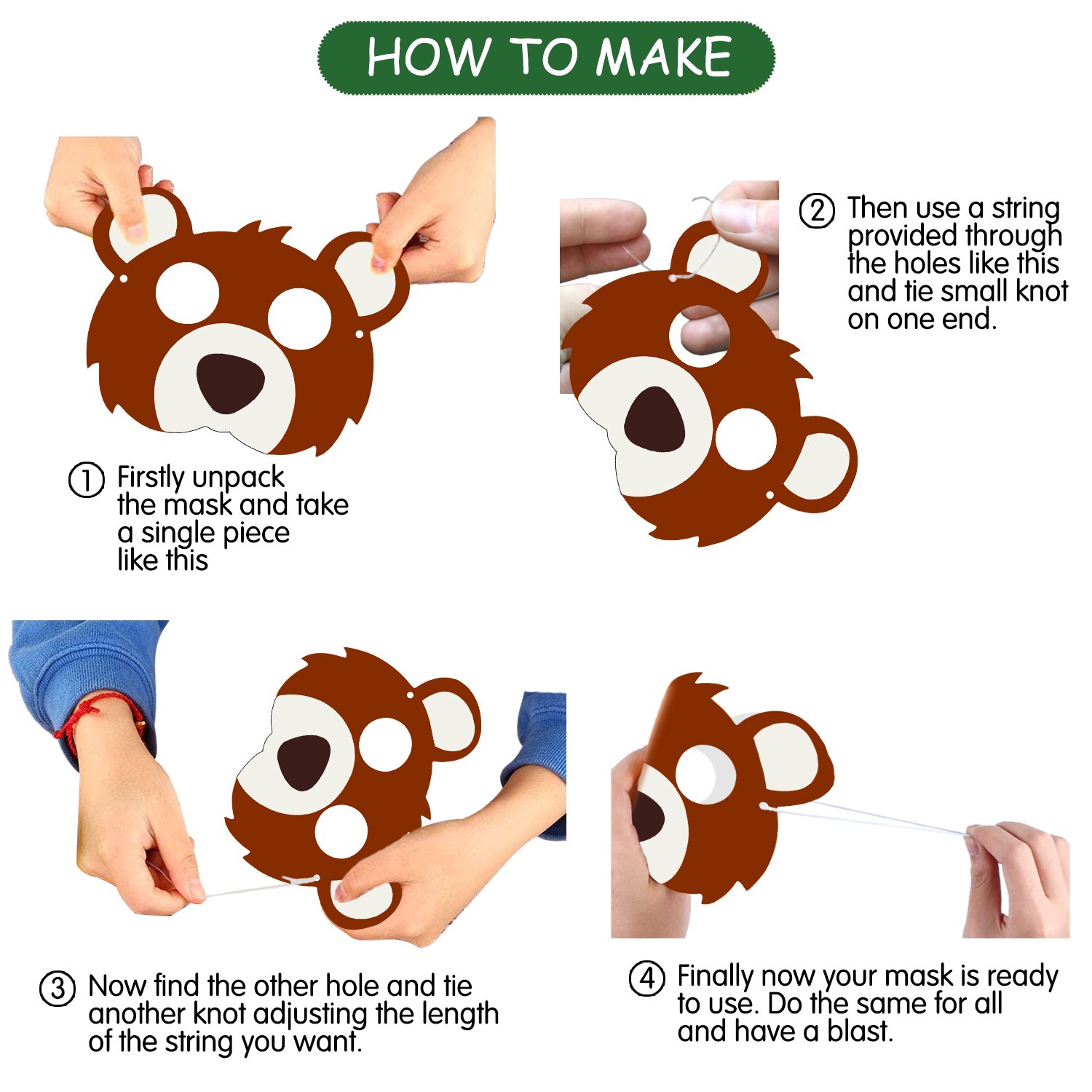 ZYOZI 13 Piece Animaal Masks Animaal Happy Birthdaay Party Decoration 13 Pcs Animaal Eye mask Jungle Birthdaay Theme Decoration,Jungle/Safari Themes Party Favors Kids 1st Birthdaay Decoration - Image 6