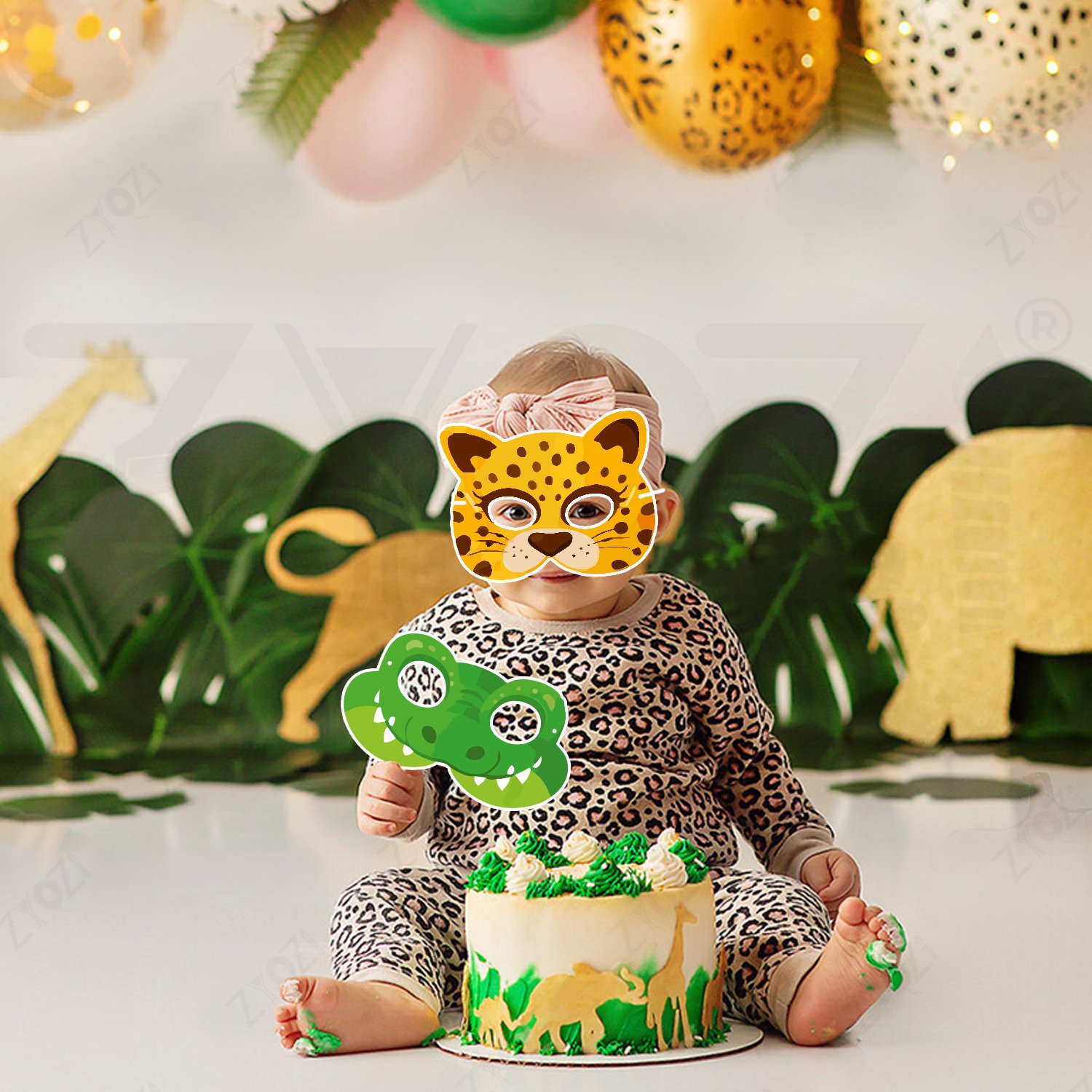 ZYOZI Animal Theme Face Masks for Kids, Party Costume Masks Set with Lion, Tiger, Panda, Bear & More, Jungle Theme Birthday Party Decorations Item, Safari Themes Party Favors - 16 Pieces - Image 4