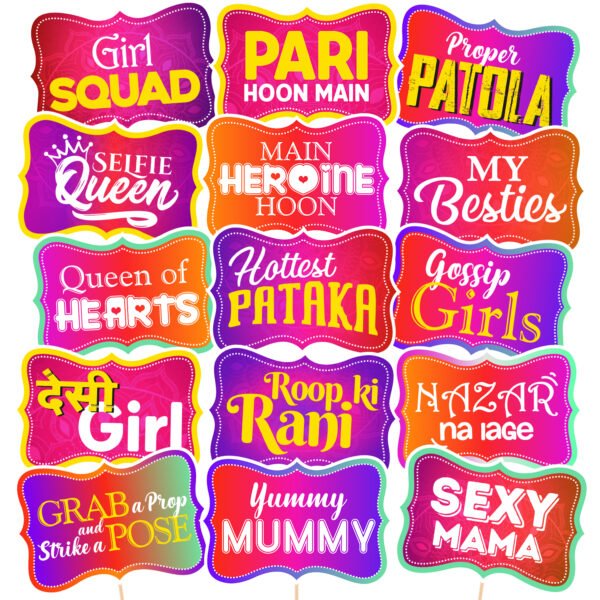 ZYOZI 15 Piece Kitty Party Photobooth Props,Punjabi Partyy - Party - Desi Props