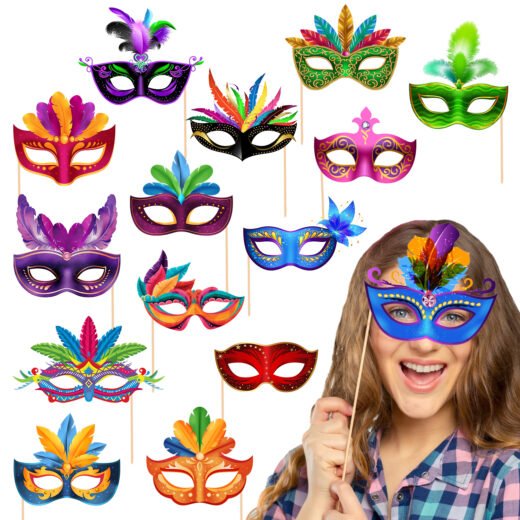 Zyozi 15 Pieces Bachelorette Party Props for Bride Photo Props Mask mask for Party Photo Booth Mask Props Indian