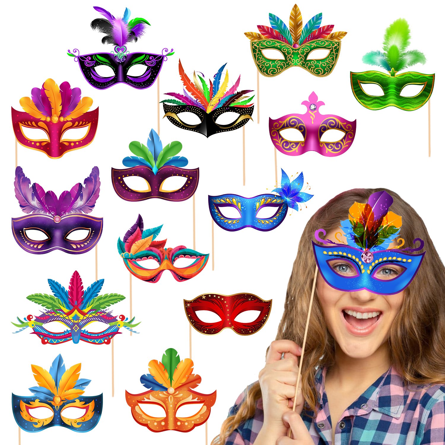 Zyozi 15 Pieces Bachelorette Party Props for Bride Photo Props Mask mask for Party Photo Booth Mask Props Indian
