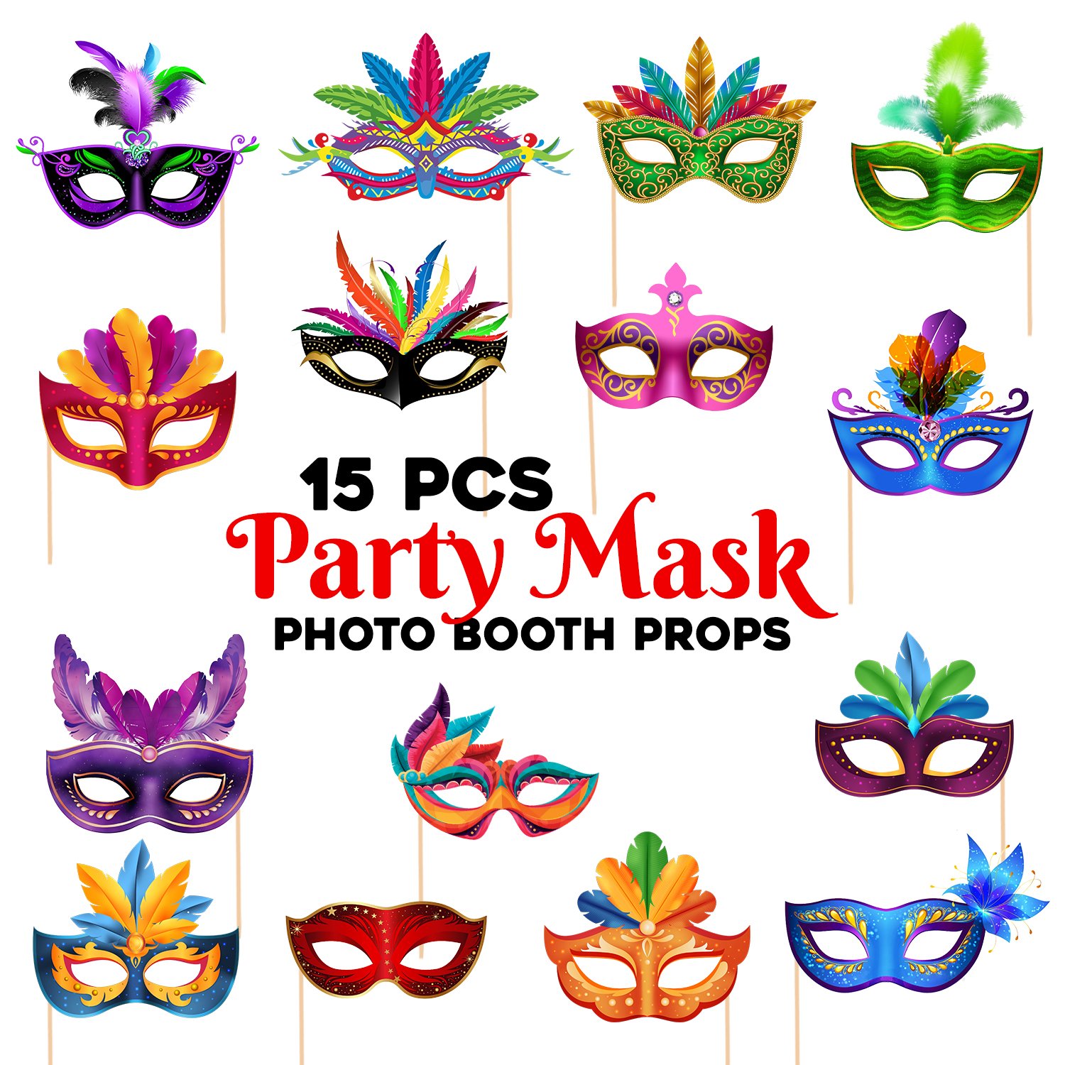 Zyozi 15 Pieces Bachelorette Party Props for Bride Photo Props Mask mask for Party Photo Booth Mask Props Indian - Image 2