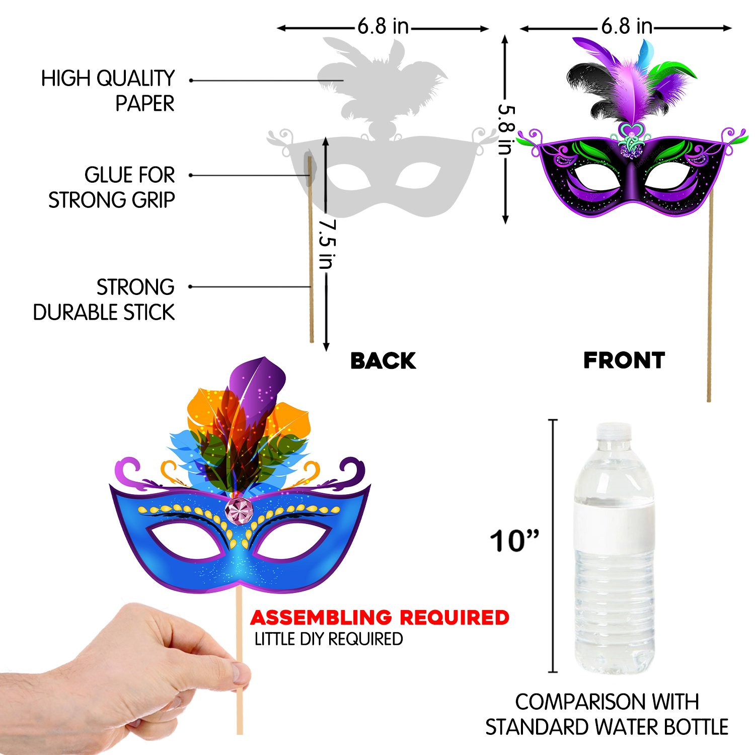 Zyozi 15 Pieces Bachelorette Party Props for Bride Photo Props Mask mask for Party Photo Booth Mask Props Indian - Image 4