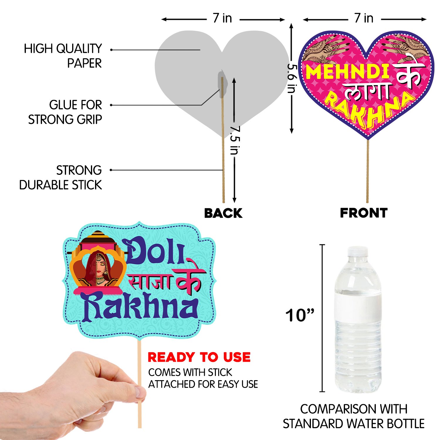 28 Pieces Marriage & Haldi Props for Bride & Family - Bride to Be & Light - Image 9