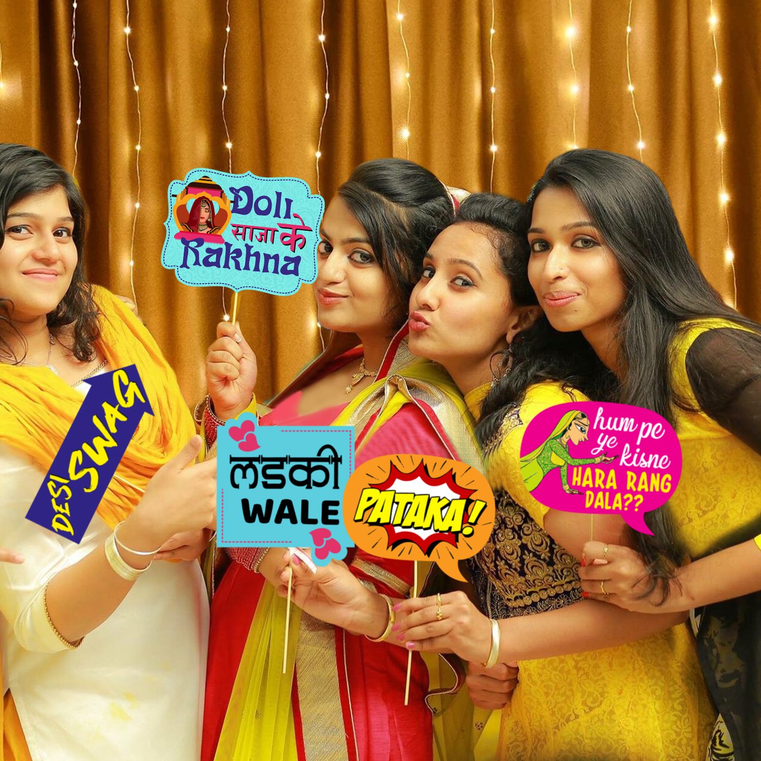 28 Pieces Marriage & Haldi Props for Bride & Family - Bride to Be & Light - Image 8