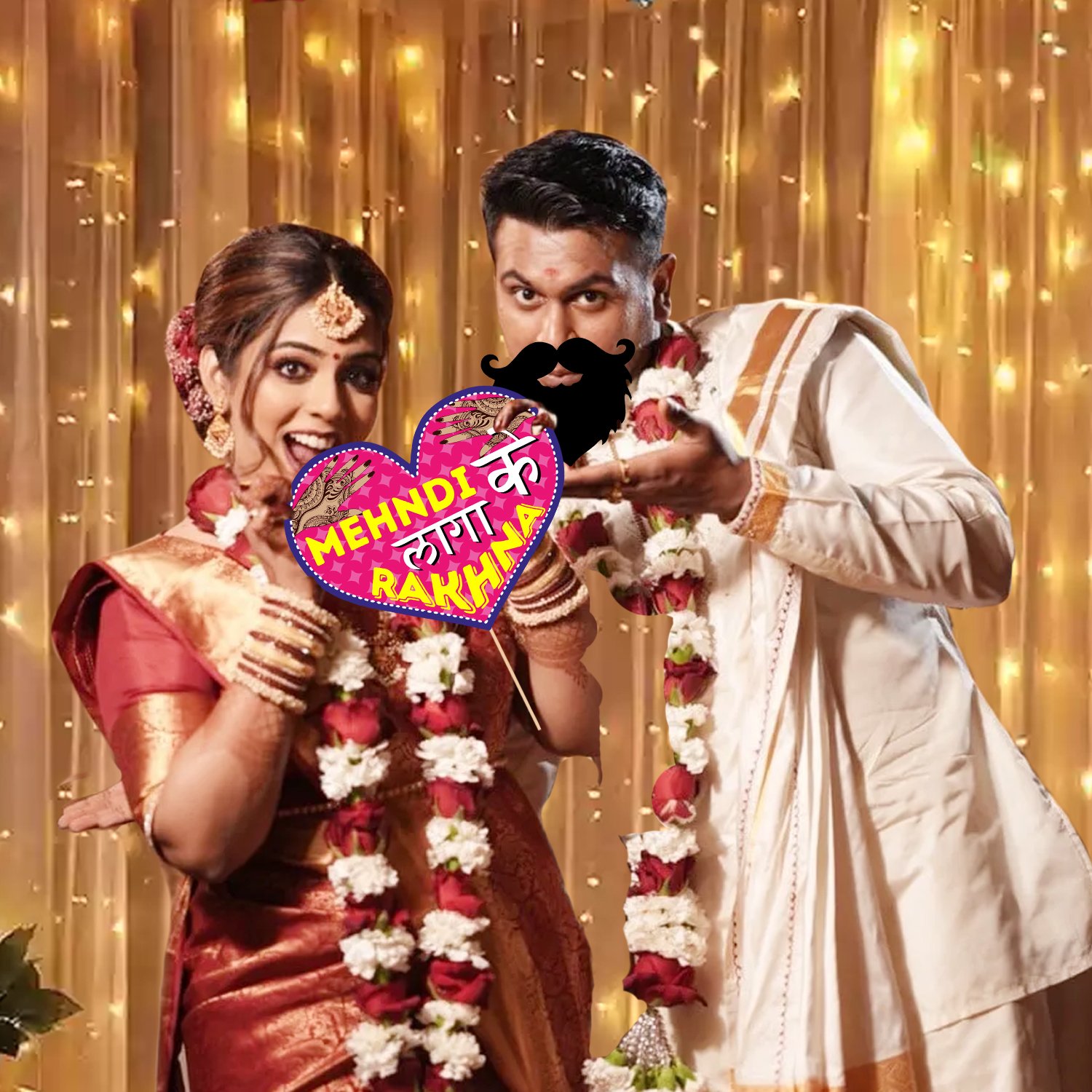 28 Pieces Marriage & Haldi Props for Bride & Family - Bride to Be & Light - Image 7