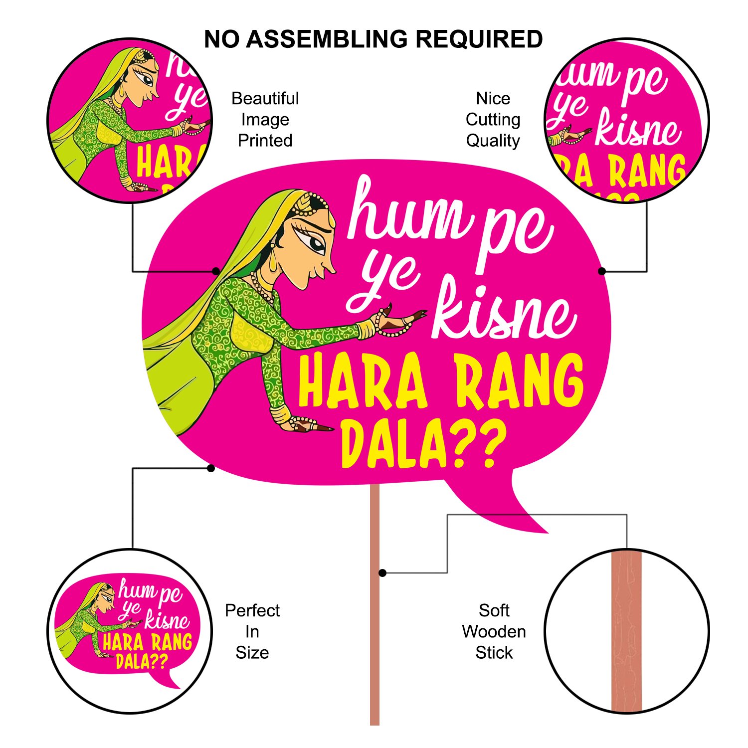 28 Pieces Marriage & Haldi Props for Bride & Family - Bride to Be & Light - Image 4