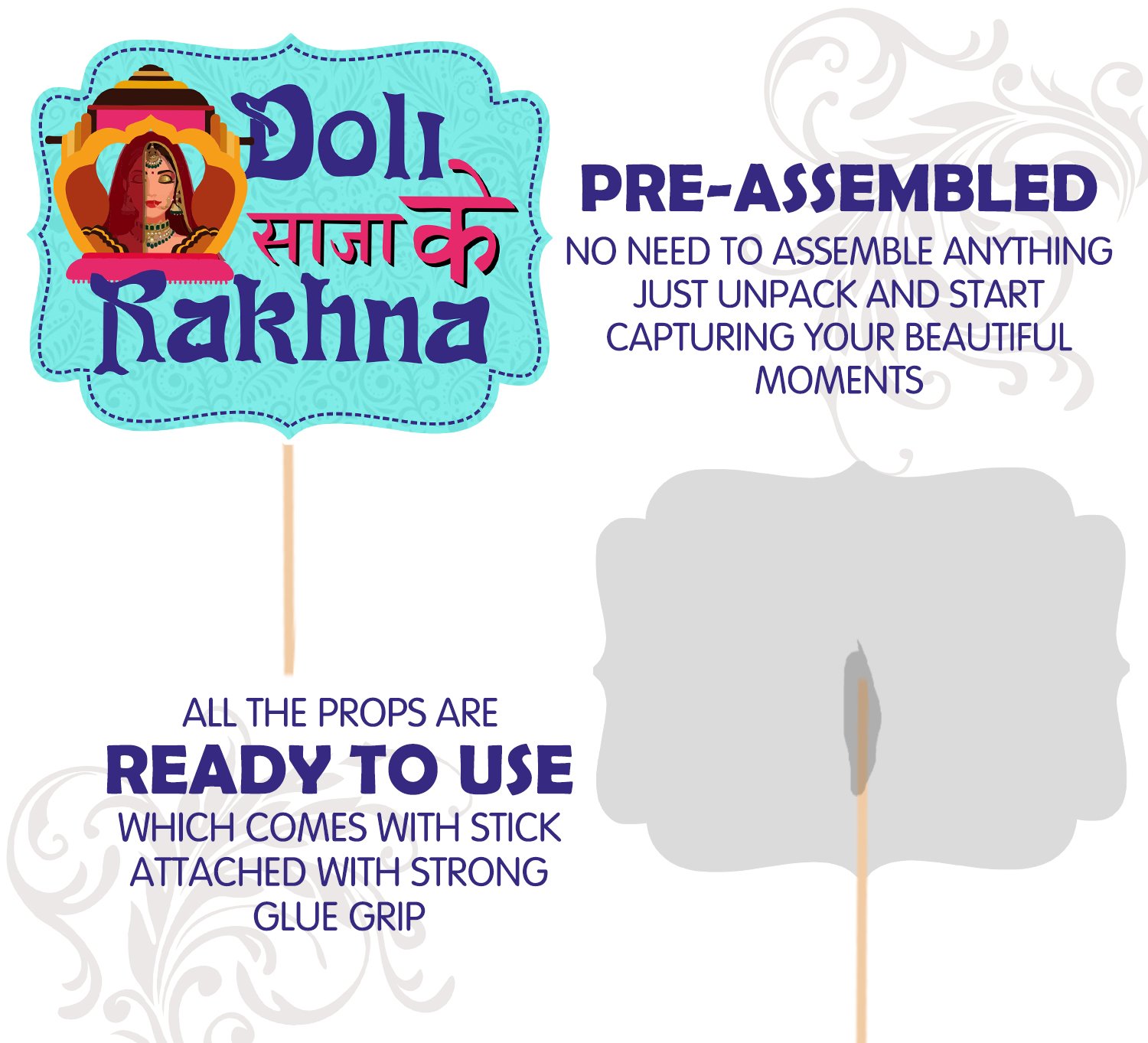 28 Pieces Marriage & Haldi Props for Bride & Family - Bride to Be & Light - Image 3