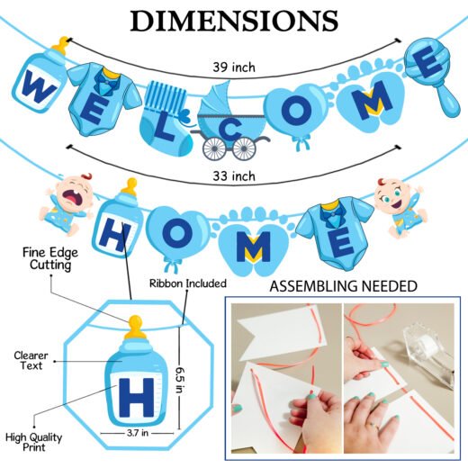 Zyozi Baby Welcome Home Decoration Kit Paper Banner for Baby Shower/Welcome Party/Birthday Party Supplies